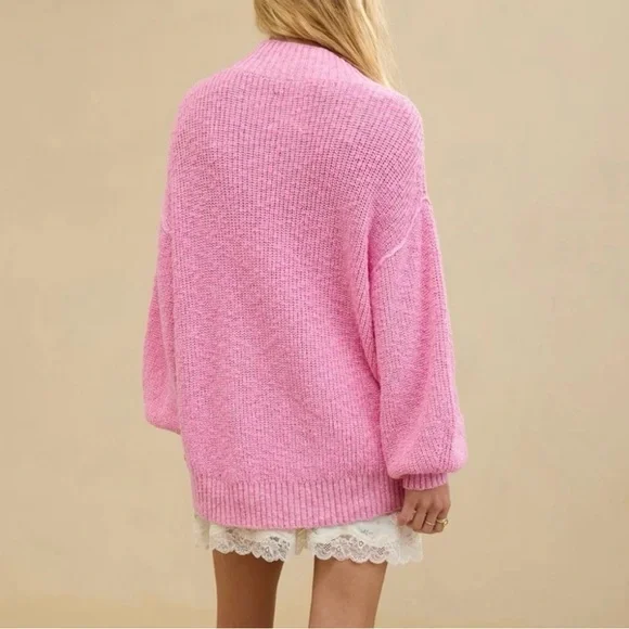 Aerie Hit the Spot Mockneck Pink Sweater, XL - Picture 2 of 7
